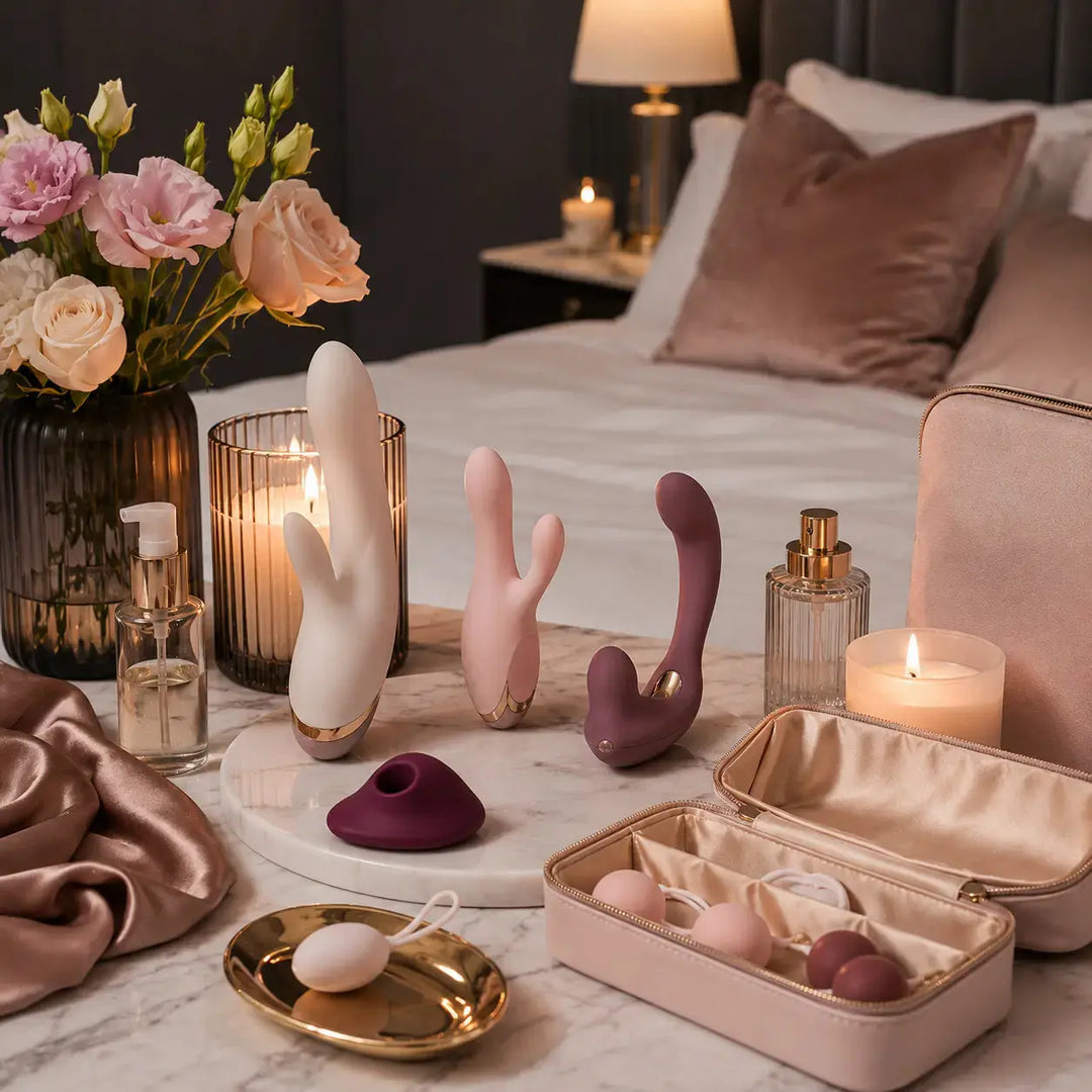 Ladies Sex toys on a bed