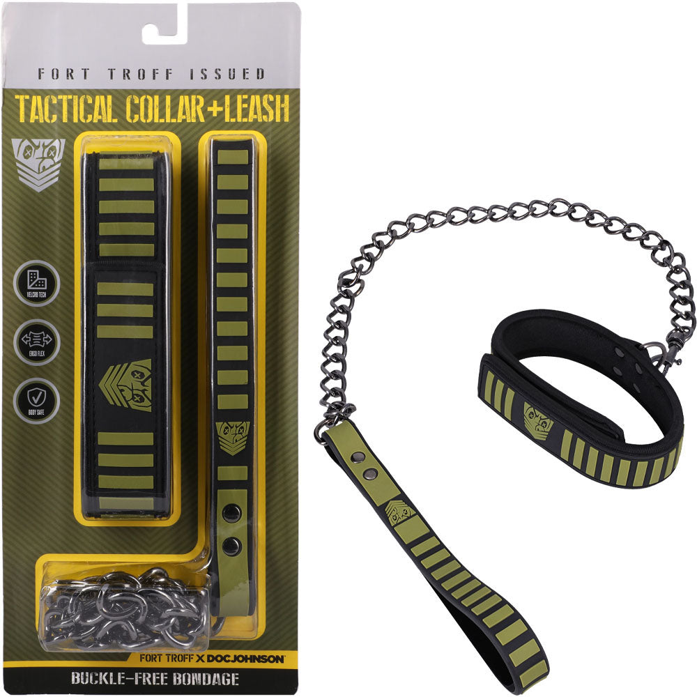 Fort Troff - Tactical Collar &amp; Leash - Black/Green Restraint