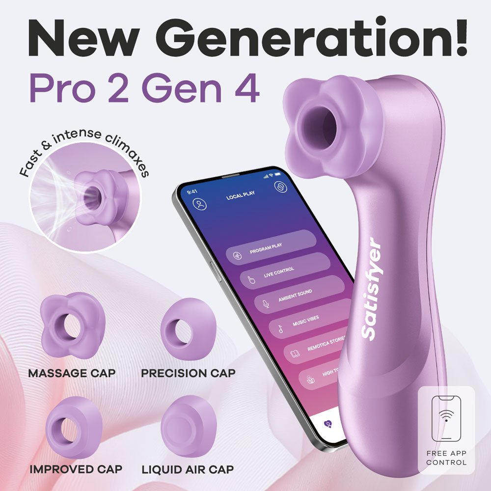 Satisfyer Pro 2 Generation 4 - Amethyst Touch-Free USB-C Rechargeable Clitoral Stimulator with App Control