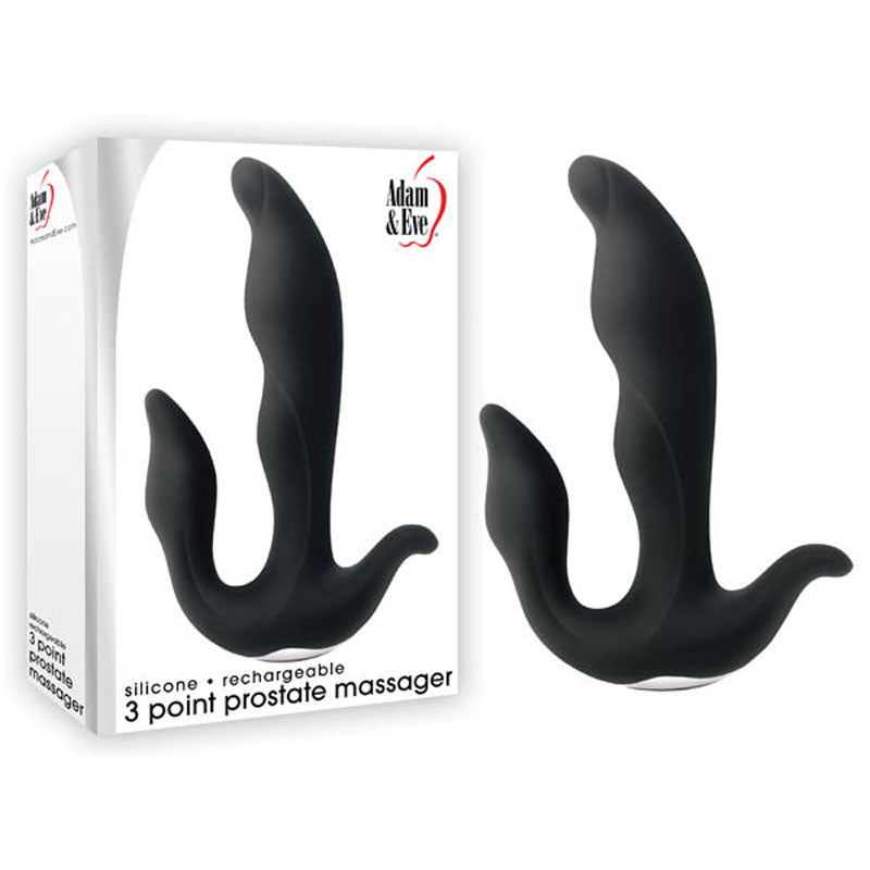 Adam &amp; Eve 3-Point Prostate Massager - Black USB Rechargable Vibrating Prostate Massager