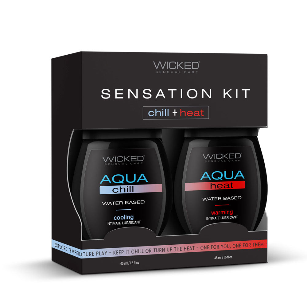 Wicked Sensation Kit - Warming &amp; Cooling Water Based Lubricants - 2 Pack of 45 ml Bottles
