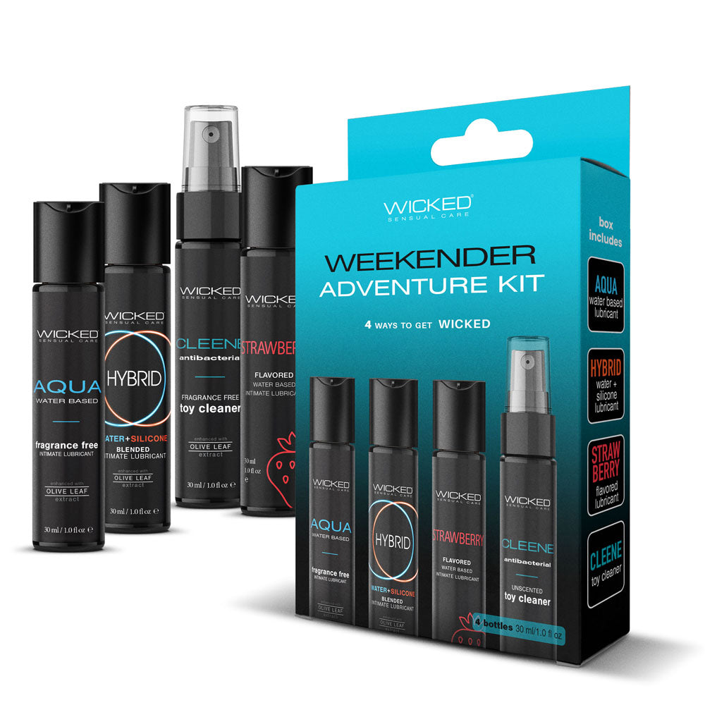 Wicked WEEKENDER ADVENTURE KIT - Mixed Lubricants &amp; Cleaner 30 ml Bottles - 4 Pack