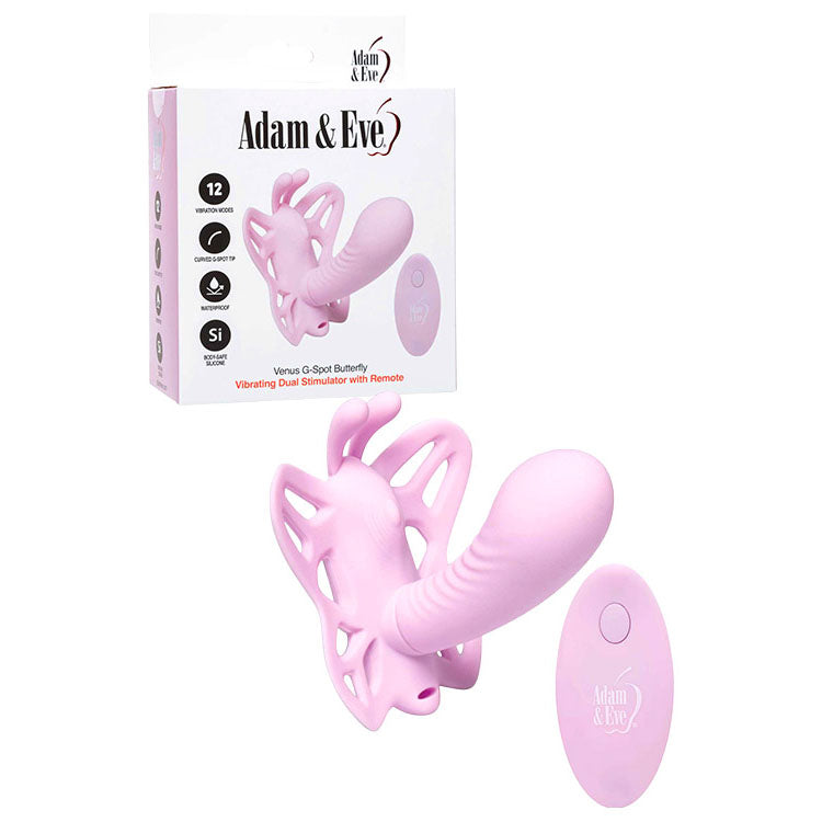 Adam &amp; Eve VENUS G-SPOT BUTTERFLY - Pink USB Rechargeable Wearable Butterfly Vibrator with Remote