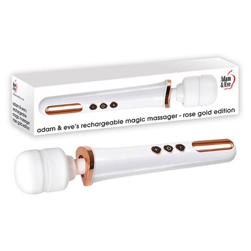 Adam &amp; Eve Rechargeable Magic Massager - Rose Gold/White 33 cm USB Rechargeable Massager Wand