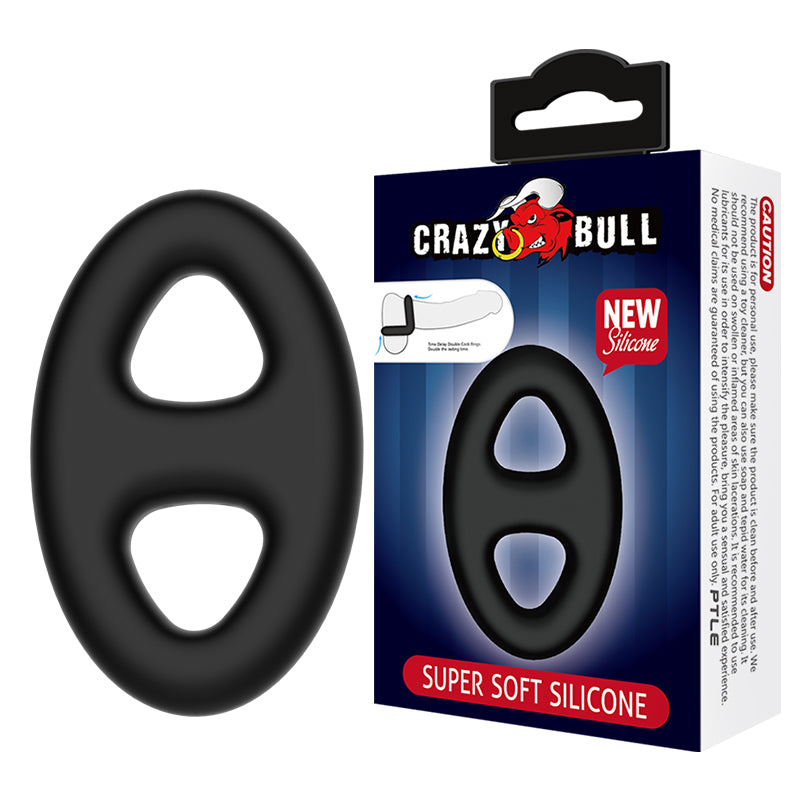 CRAZY BULL Oval Cock &amp; Ball Ring - Black Cock &amp; Ball Ring