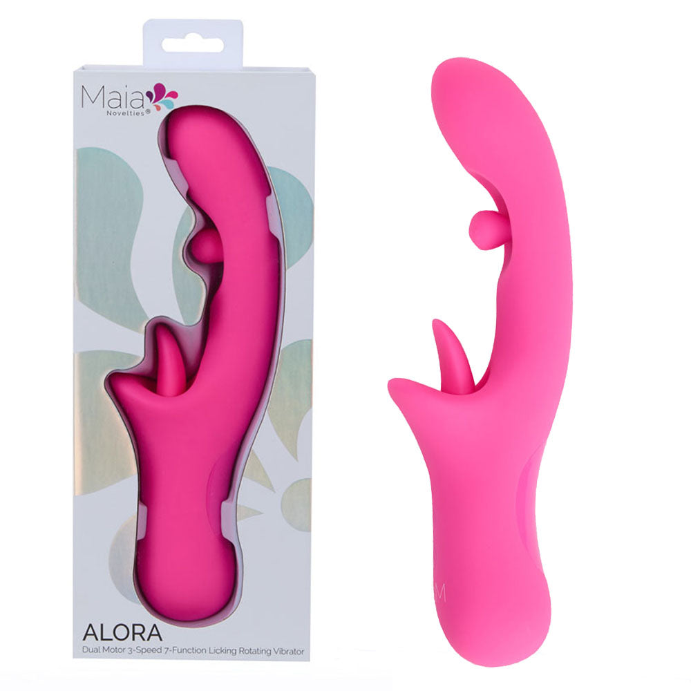 Maia ALORA - Pink 24.1 cm USB Rechargeable Rotating &amp; Licking Vibrator