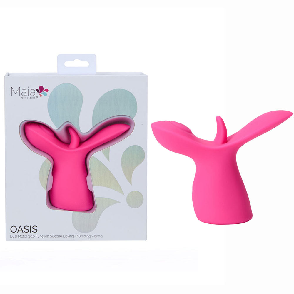 Maia OASIS - Pink - Pink USB Rechargeable Dual Motor Licking &amp; Thumping Stimulator