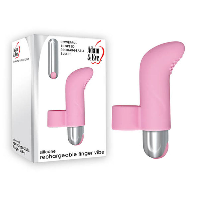 Adam &amp; Eve Silicone Rechargeable Finger Vibe - Pink USB Rechargeable Finger Stimulator