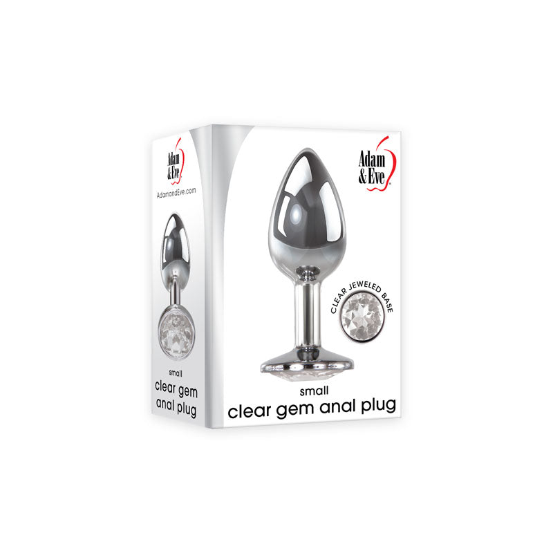 Adam &amp; Eve Clear Gem Anal Plug - Small - Metallic 7.1 cm Small Butt Plug with Clear Gem Base