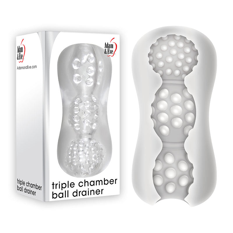Adam &amp; Eve Triple Chamber Ball Drainer - Clear Masturbator Sleeve