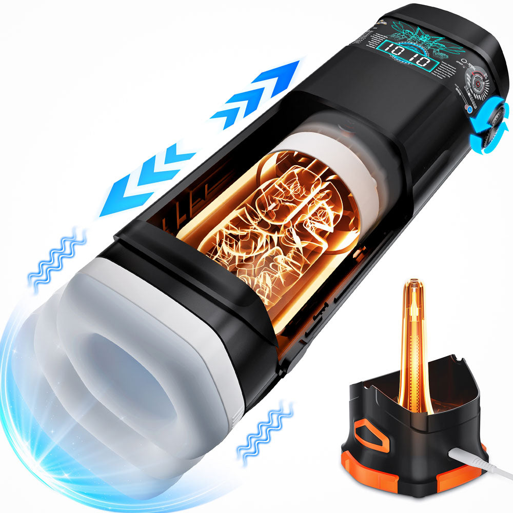 CyberSkin The Titan - Black USB Rechargeable Thrusting &amp; Vibrating Auto Masturbator with Heater