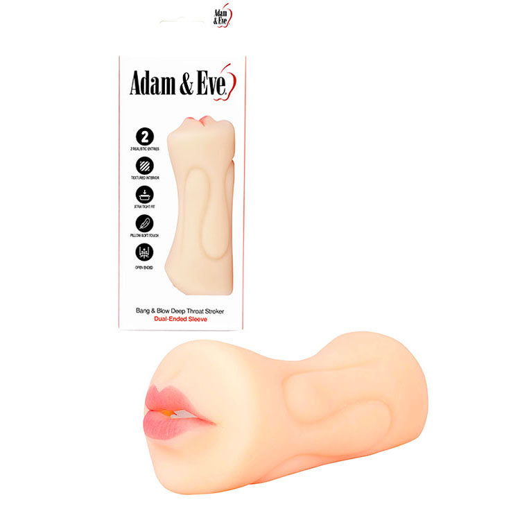 Adam &amp; Eve Bang &amp; Blow Deep Throat Stroker - Flesh Vagina &amp; Mouth Dual Ended Stroker