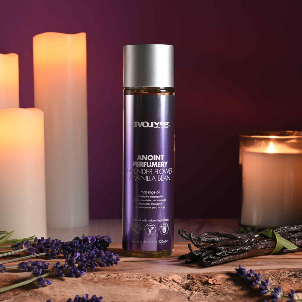 Evolved ANOINT PERFUMERY - Lavender Flower &amp; Vanilla Bean - Lavender Flower &amp; Vanilla Bean Massage Oil - 120 ml Bottle