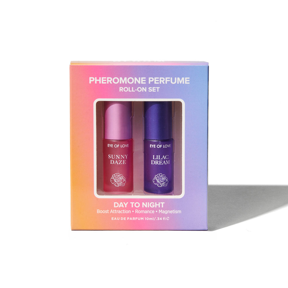 Eye Of Love Love In Bloom Pheromone Perfume Roll-On Set - Day to Night (Sunny Daze &amp; Lilac Dream) Pheromone Perfume Oils for Women to attract Men - 10 ml Roll On Bottles