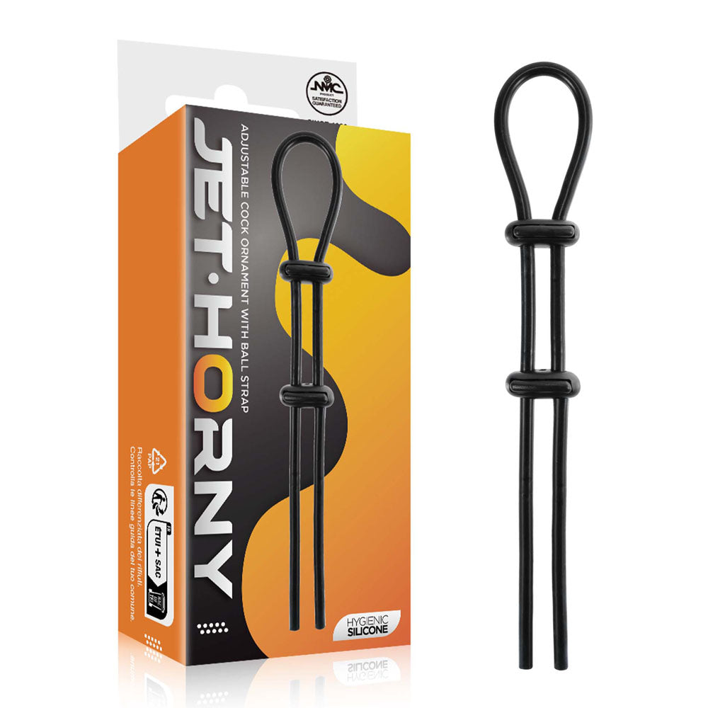 Jet Horny - Black Adjustable Cock &amp; Ball Lasso Ring