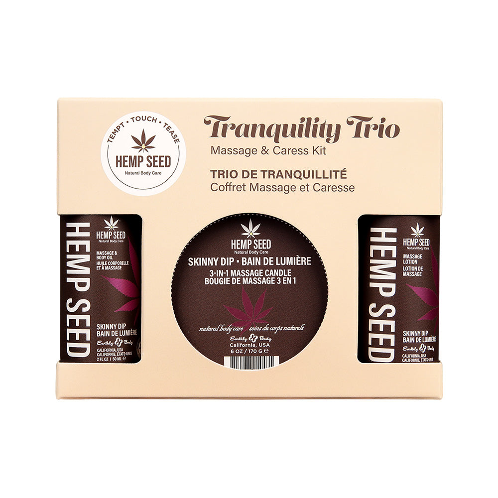 Hemp Seed Tranquility Trio - Skinny Dip - Skinny Dip Scented Massage &amp; Caress Kit - 3 Piece Kit