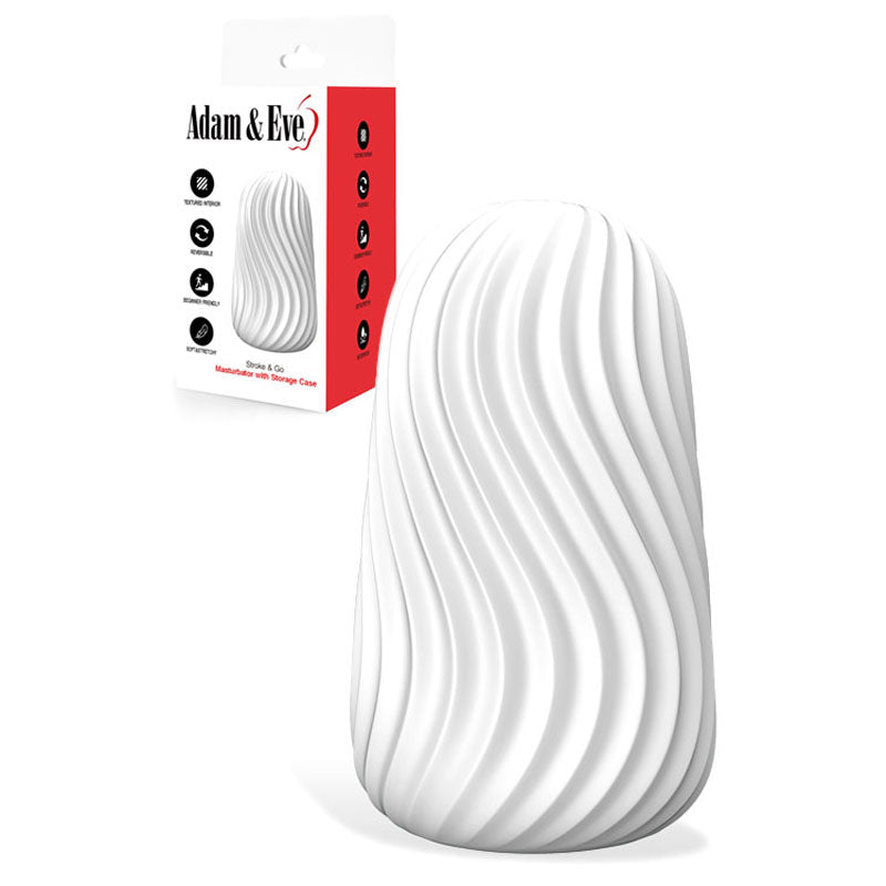 Adam &amp; Eve Stroke &amp; Go - White Stroker Sleeve with Storage Case