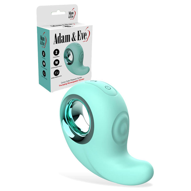 Adam &amp; Eve CURVY CUTIE PLEASURE COMBO - Teal USB Rechargeable Tapping Stimulator