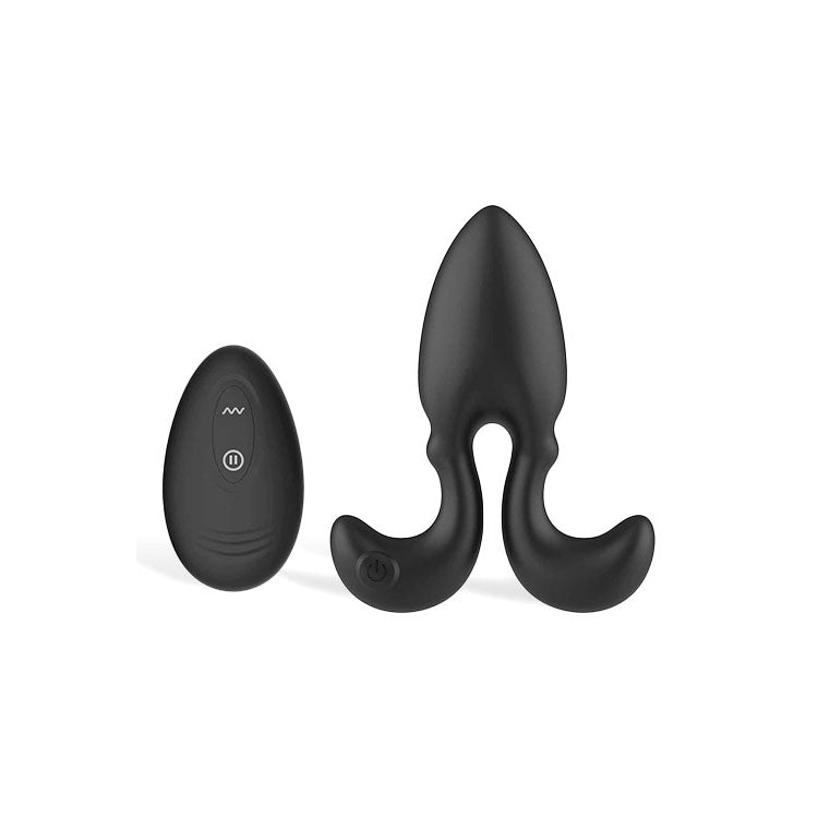Adam &amp; Eve OMEGA Vibrating Plug - Black 10 cm USB Rechargeable Vibrating Butt Plug with Remote