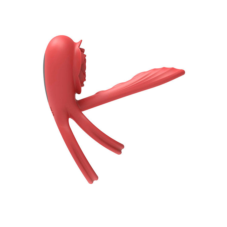 Adam &amp; Eve VIBRATING ROSE GIRTH ENHANCER - Red USB Rechargeable Vibrating Cock &amp; Ball Rings