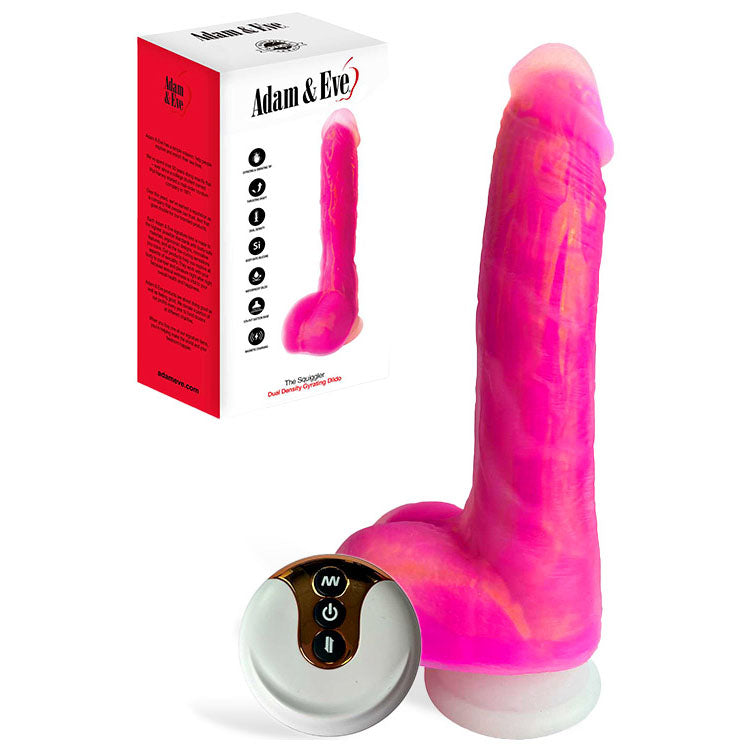 Adam &amp; Eve THE SQUIGGLER - Pink 22.8 cm USB Rechargeable Thrusting Vibrating &amp; Gyrating Dildo with Wireless Remote