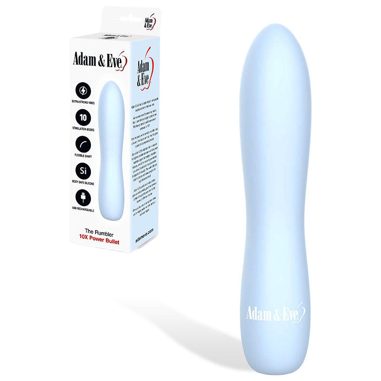 Adam &amp; Eve THE RUMBLER - Light Blue USB Rechargeable Extra Strong Bullet