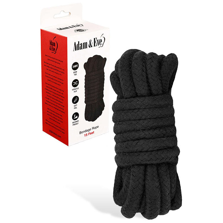 Adam &amp; Eve BONDAGE ROPE - 4.5 metre (15 feet) - Black Bondage Rope - 4.5 metre Length