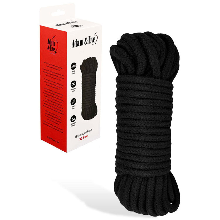 Adam &amp; Eve BONDAGE ROPE - 9 metre (30 feet) - Black Bondage Rope - 9 metre Length