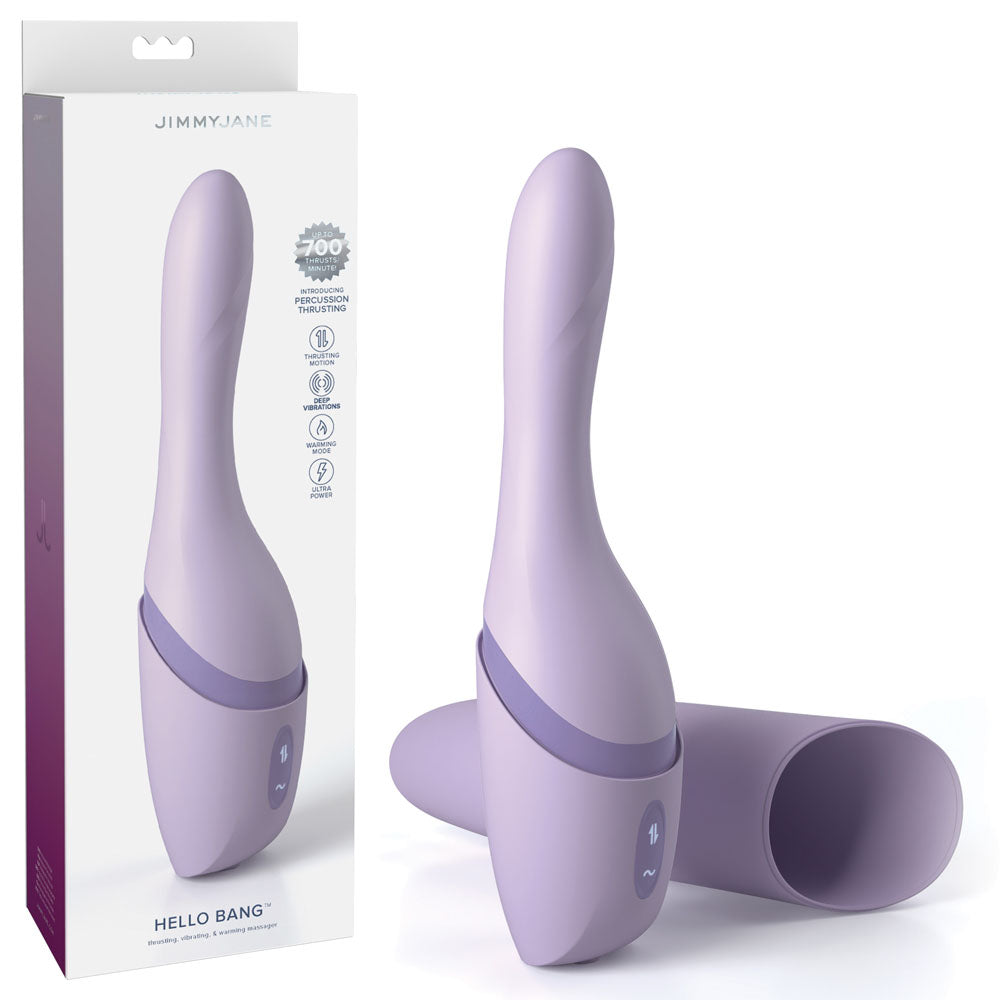 JimmyJane Hello Bang - Purple 27 cm USB Rechargeable Warming &amp; Thrusting Vibrator