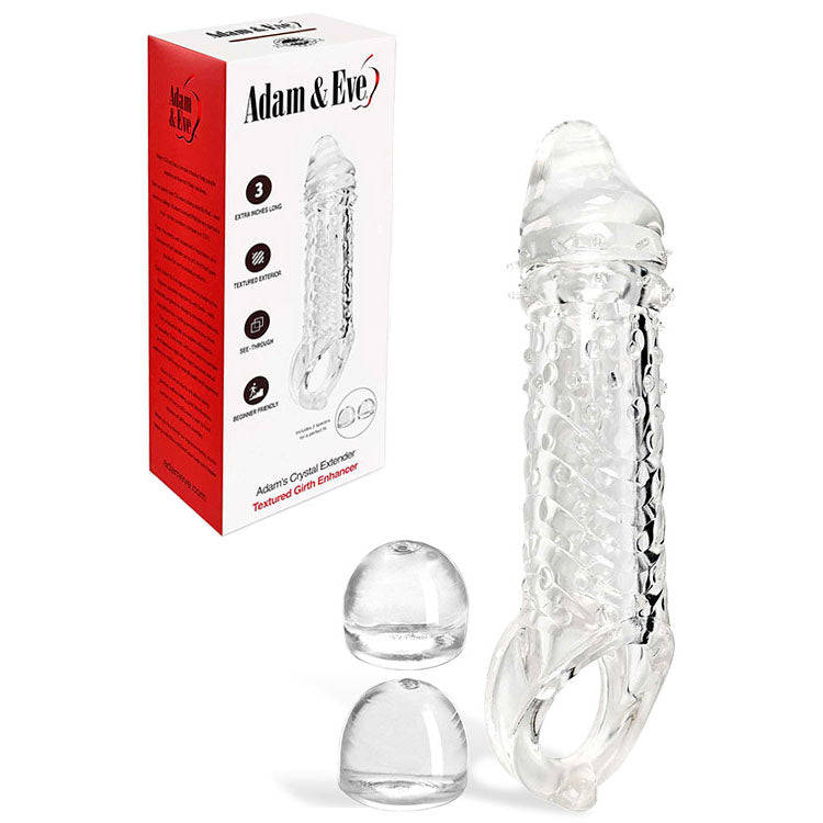 Adam &amp; Eve ADAMS CRYSTAL EXTENDER - Clear 22.9 cm Penis Extender Sleeve with Adjustable Inner