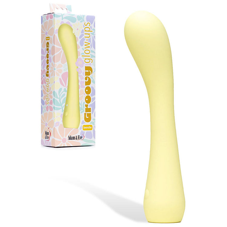 Adam &amp; Eve GROOVY GLOW-UPS Bendie - Yellow 18.4 cm USB Rechargeable G-Spot Vibrator