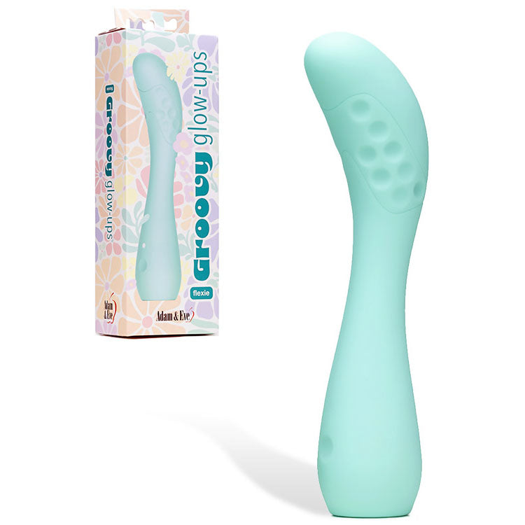 Adam &amp; Eve GROOVY GLOW-UPS Flexie - Blue 19 cm USB Rechargeable G-Spot Vibrator