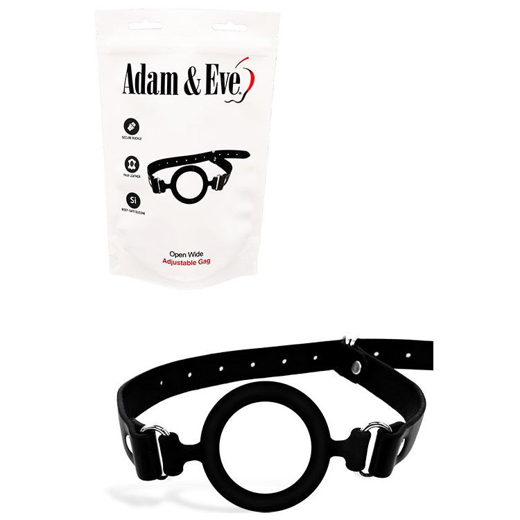 Adam &amp; Eve OPEN WIDE - Black Adjustable Mouth Restraint