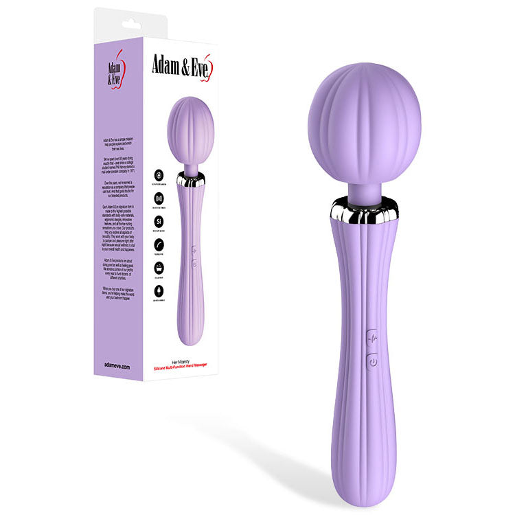 Adam &amp; Eve HER MAJESTY - Purple 29 cm USB Rechargeable Vibrating Massager Wand