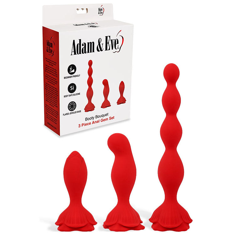Adam &amp; Eve BOOTY BOUQUET - Red Anal Training Kit - Set of 3 Sizes