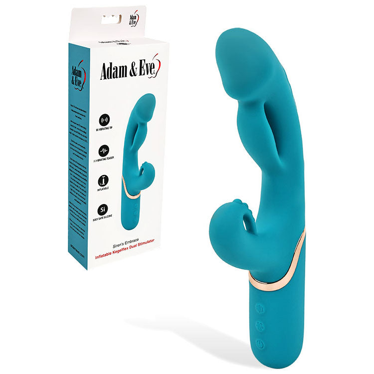 Adam &amp; Eve SIRENS EMBRACE - Teal 24 cm USB Rechargeable Inflatable Rabbit Vibrator