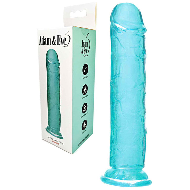 Adam &amp; Eve CRYSTAL GEM Dildo - Emerald - Green 19.8 cm Dildo