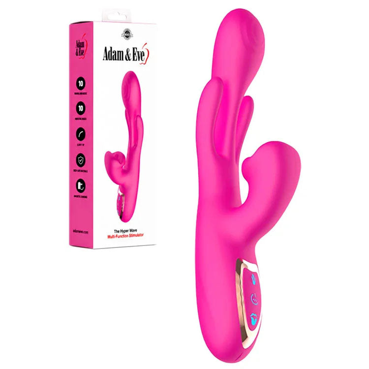 Adam &amp; Eve THE HYPER WAVE - Pink - Pink 22.9 cm USB Rechargeable Rabbit Vibrator
