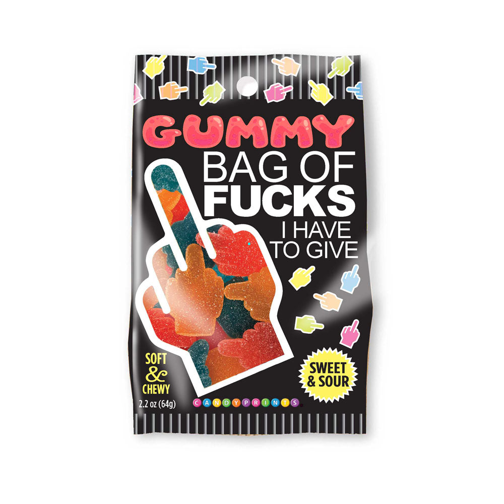 Gummy Bag Of Fucks I Have To Give - Soft &amp; Chewy Sour Gummy Lollies - 64 gram Bag