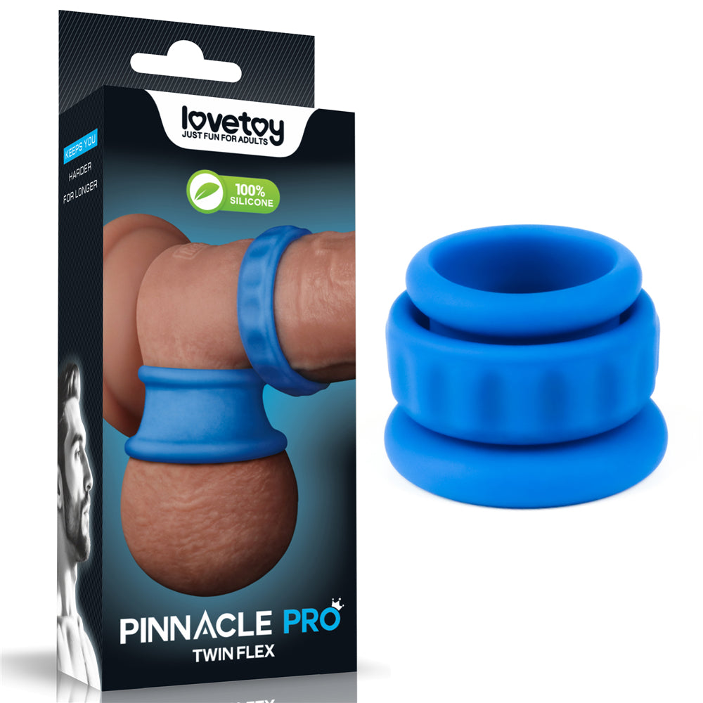 Pinnacle Pro Twin Flex - Blue Cock &amp; Balls Rings