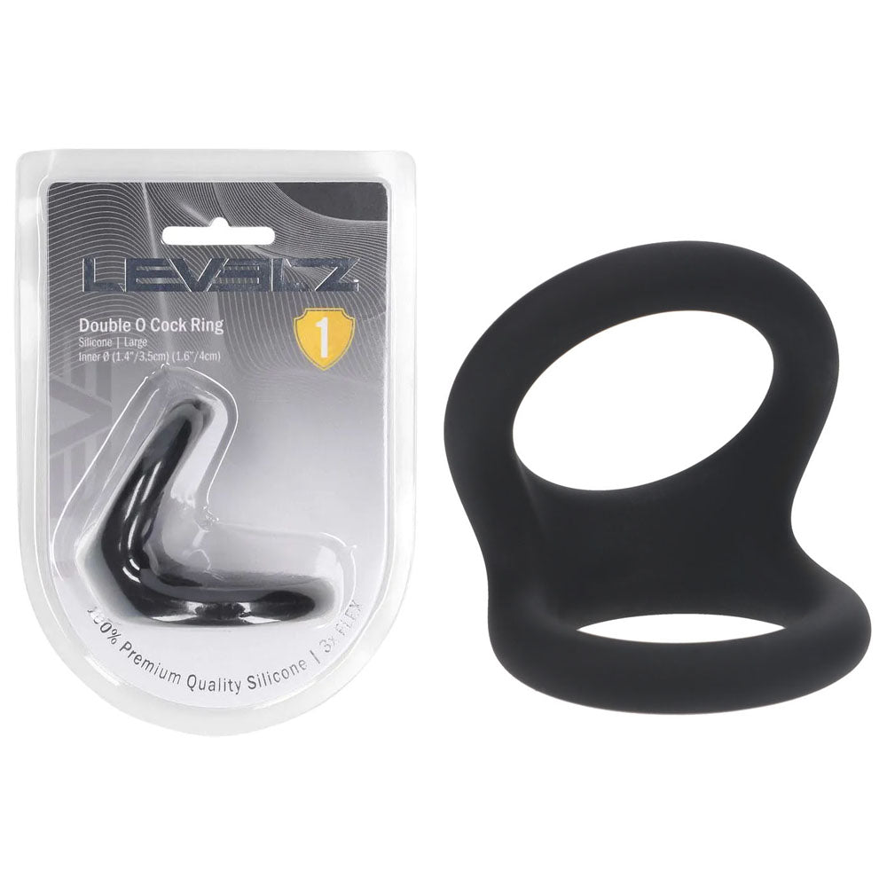 LEVELZ Double O Silicone Cock Ring - L - Black - Black Cock &amp; Balls Rings