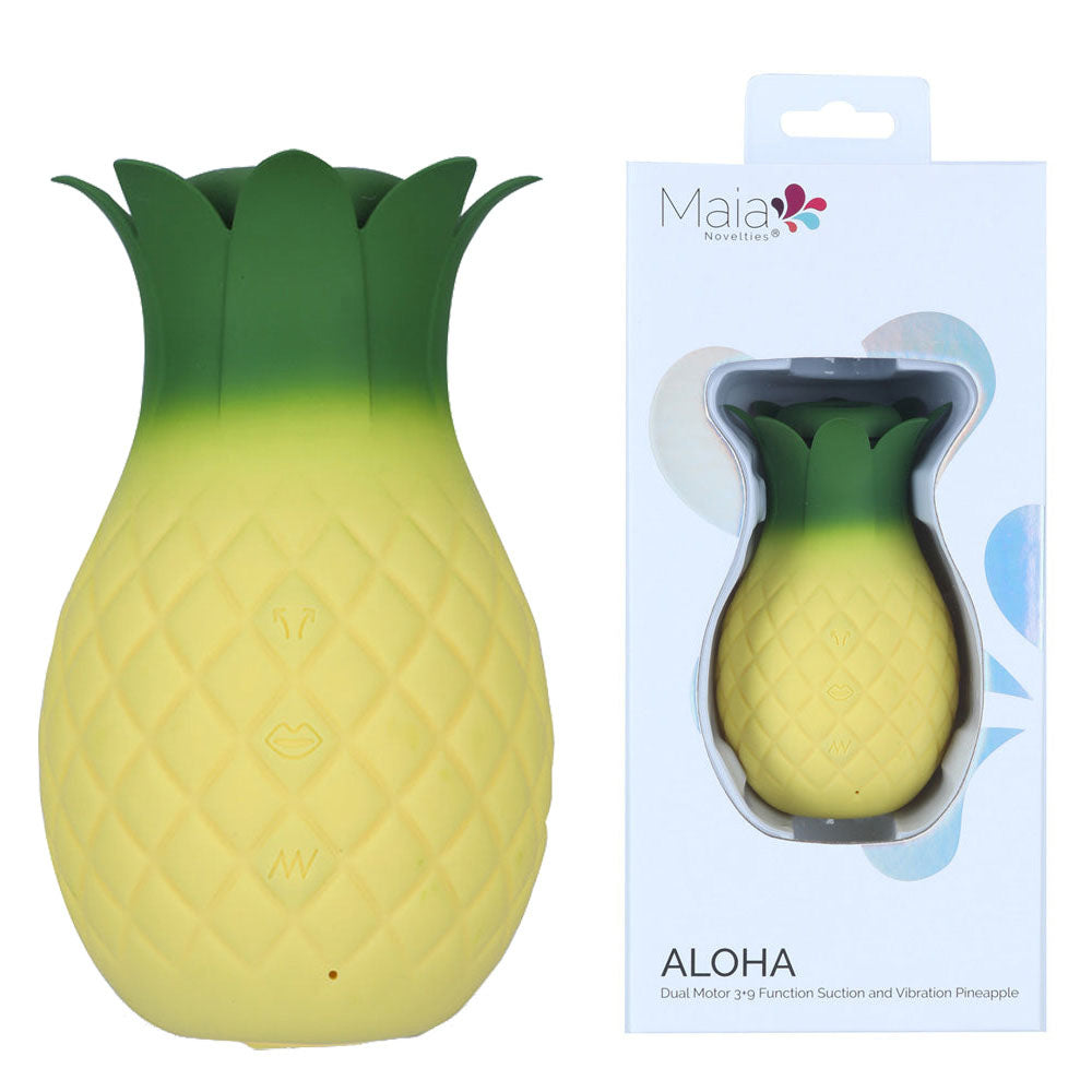 Maia ALOHA - Yellow/Green USB Rechargeable Vibrating &amp; Sucking Stimulator