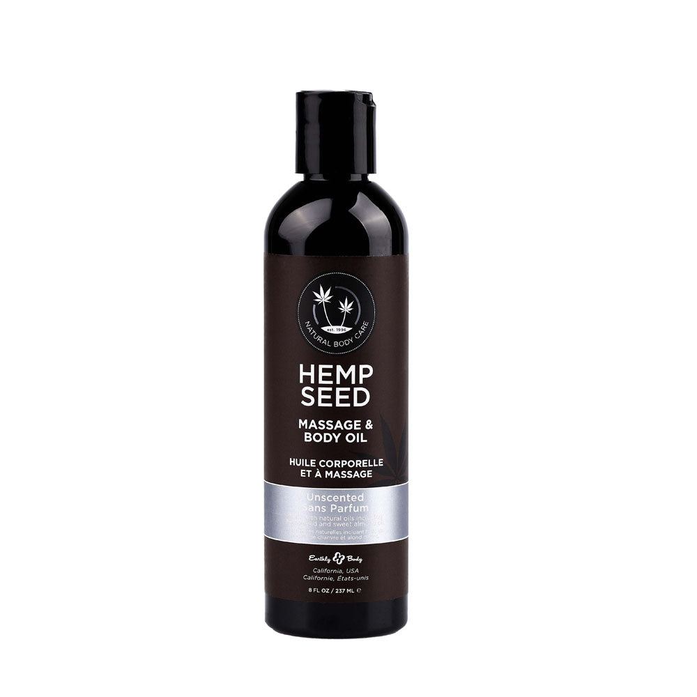 Hemp Seed Massage &amp; Body Oil - Unscented - 237 ml Bottle