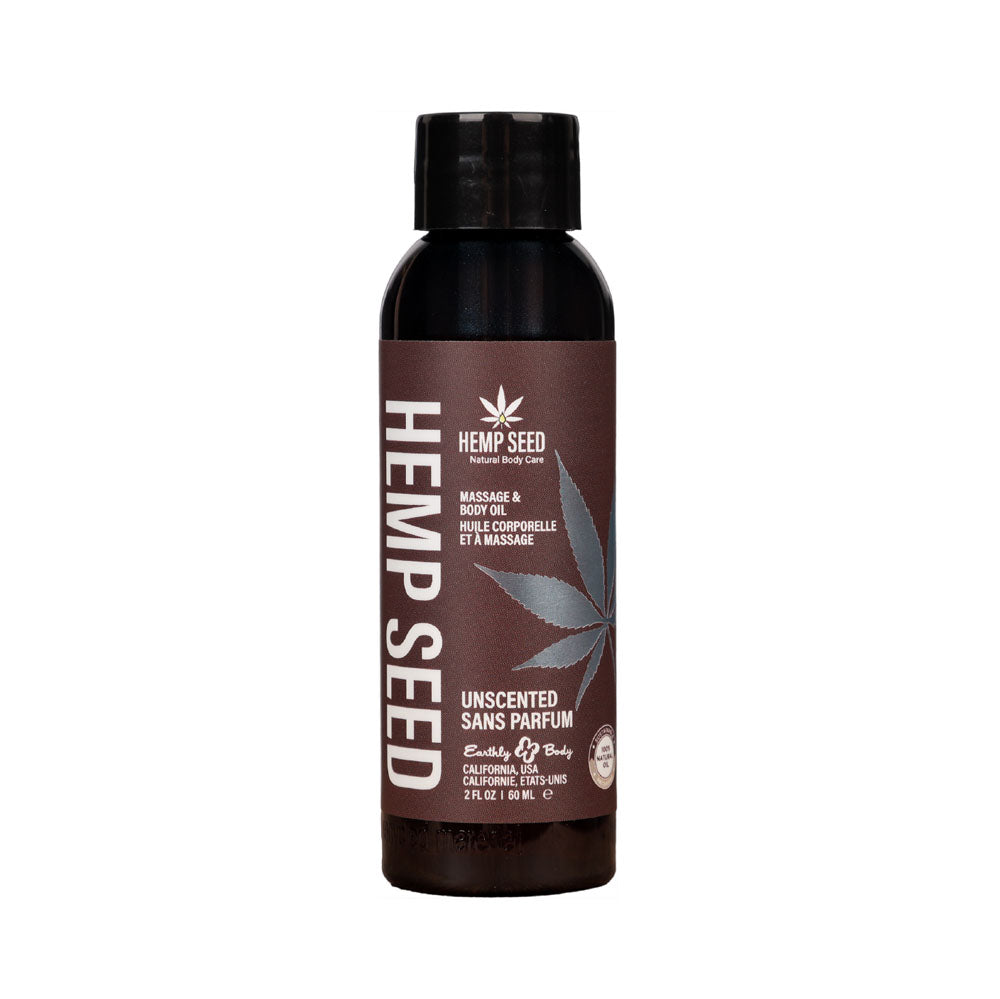 Hemp Seed Massage &amp; Body Oil - Unscented - 59 ml Bottle