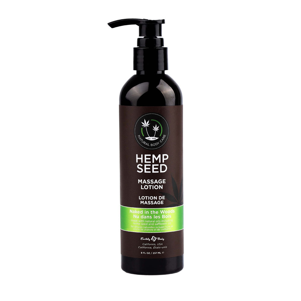 Hemp Seed Massage Lotion - Naked In The Woods (White Tea &amp; Ginger) Scented - 237 ml Bottle