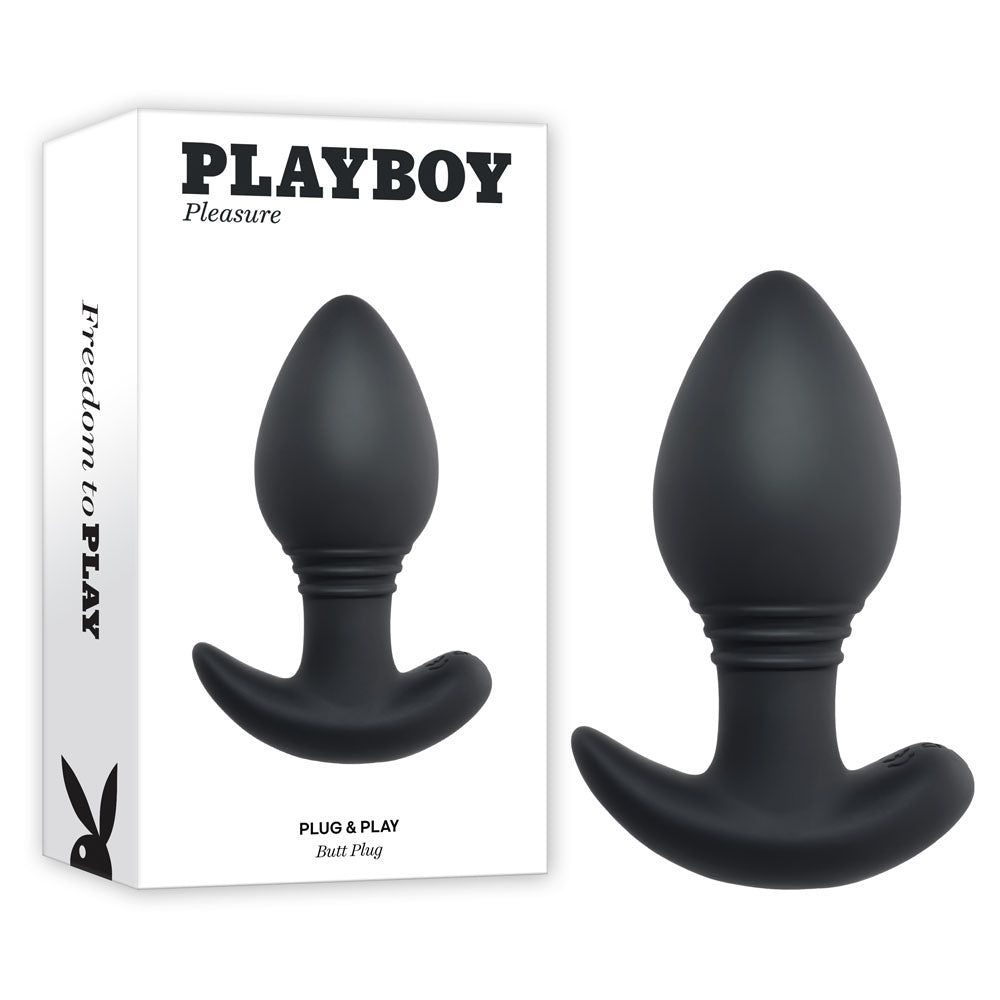 Playboy Pleasure PLUG &amp; PLAY - Black 10.3 cm USB Rechargeable Vibrating Butt Plug with Wireless Remote