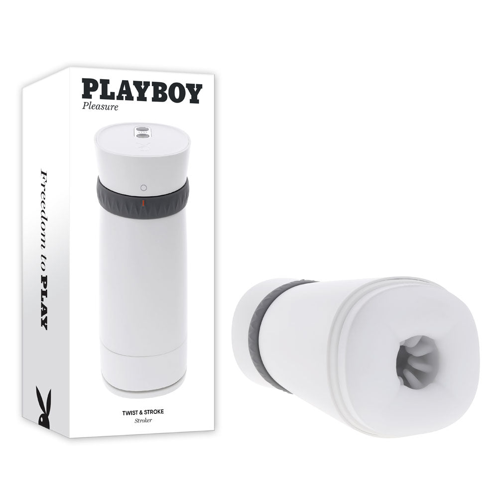 Playboy Pleasure TWIST &amp; STROKE - White USB Rechargeable Heating Stroker with UV Cleaning