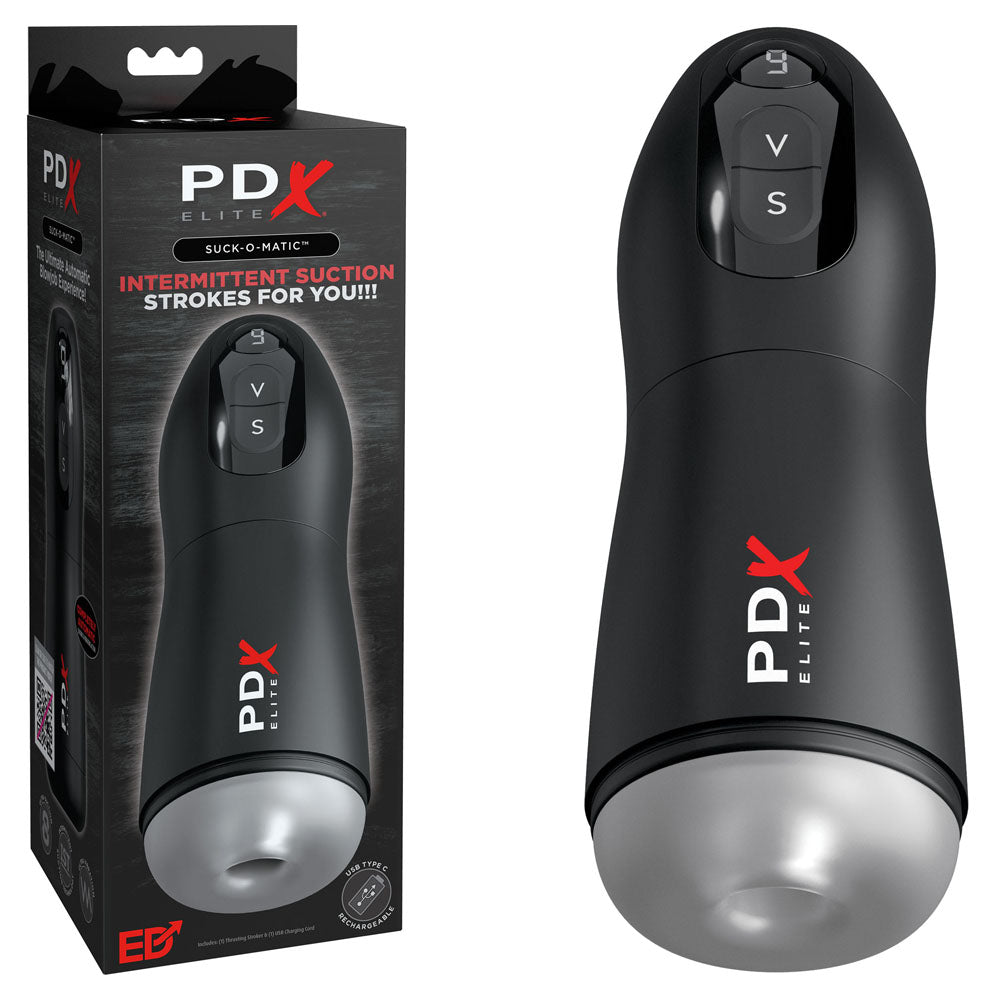 PDX Elite Suck-O-Matic - USB Rechargeable Sucking &amp; Vibrating Masturbator