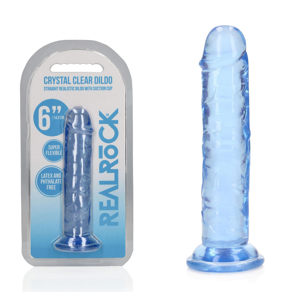 REALROCK 15.5 cm Straight Dildo - Blue - Blue 15.5 cm (6&
