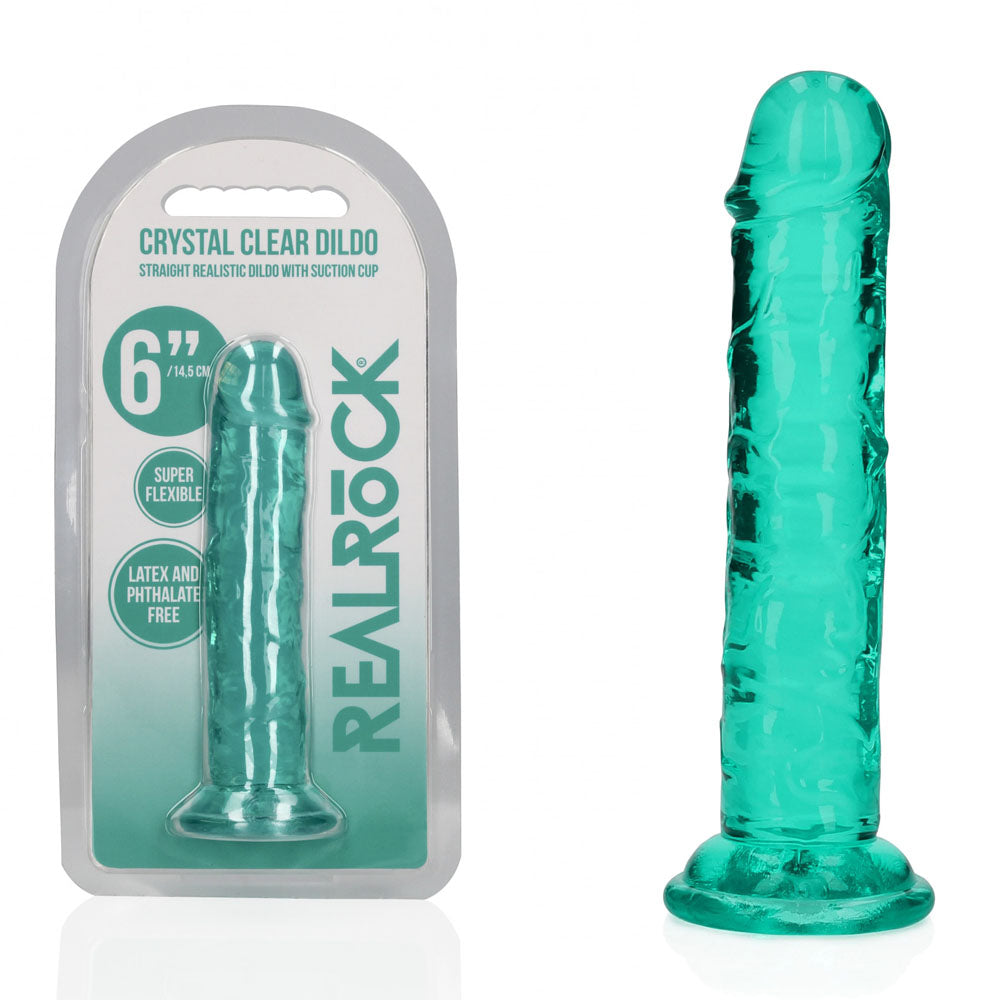 REALROCK 15.5 cm Straight Dildo - Turquoise - Turquoise 15.5 cm (6&